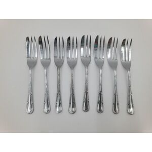 9pc UNF 587 St Clair Chromium Plate Pastry‎ Forks Flatware Fork Set